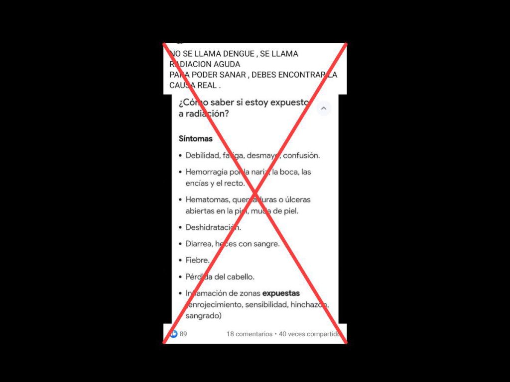 ¡Atención! Publicación en Facebook sobre el dengue y la radiación es falsa