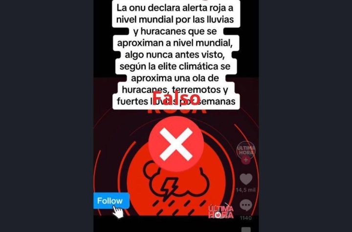 Es falso que haya una alerta roja global por huracanes, terremotos y lluvias