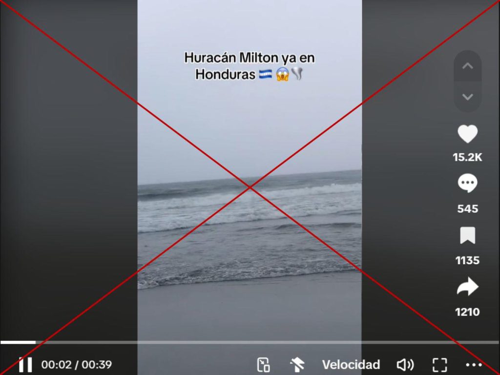 Huracán Milton: desmienten video viral con imágenes falsas en Honduras