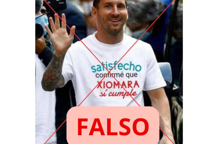 Falsa imagen de Lionel Messi con mensaje «Xiomara sí cumple» circula en redes sociales