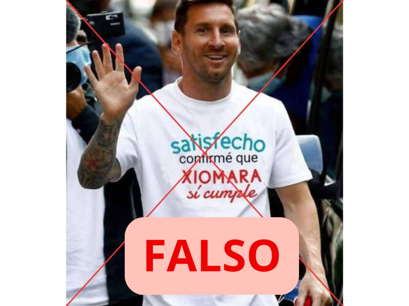 Falsa imagen de Lionel Messi con mensaje «Xiomara sí cumple» circula en redes sociales